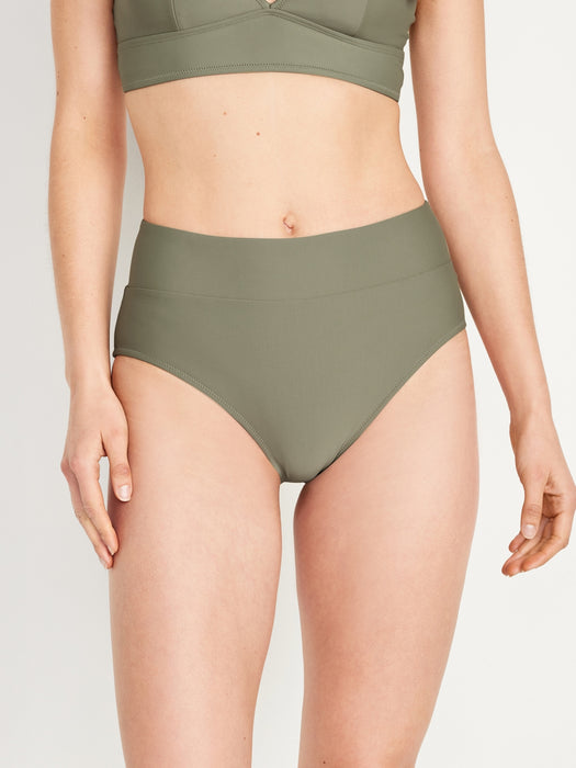 Banded High-Waist Bikini Swim Bottoms