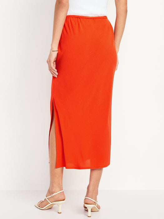 High-Waisted Midi Slip Skirt