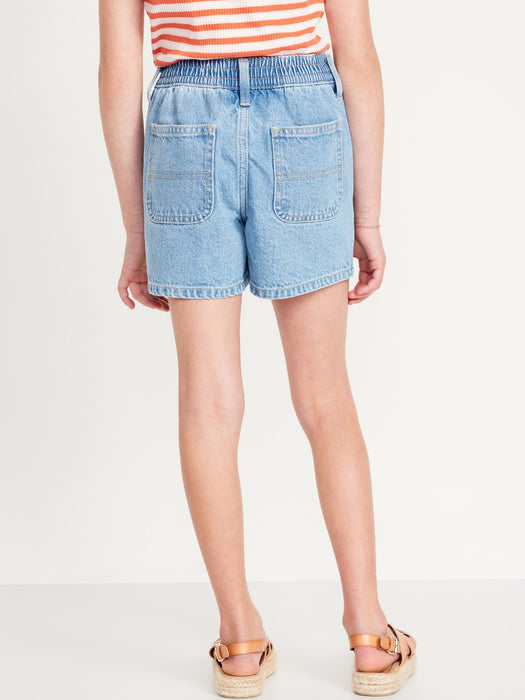 Elasticized High-Waisted Utility Jean Shorts for Girls
