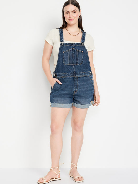 Slouchy Jean Cut-Off Shortalls -- 3.5-inch inseam