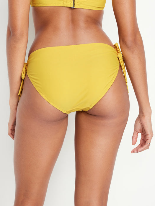 Mid-Rise Side-Tie Bikini Swim Bottoms