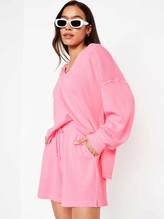 Extra High-Waisted Terry Shorts -- 5-inch inseam