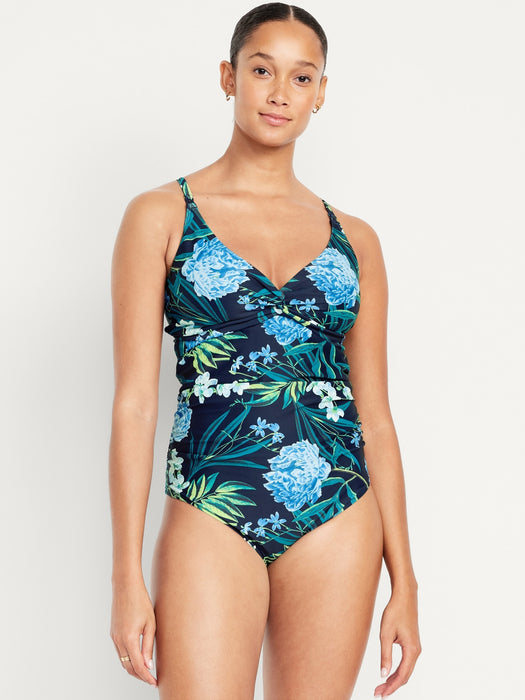 Maternity Printed Twist-Front Nursing Swimsuit