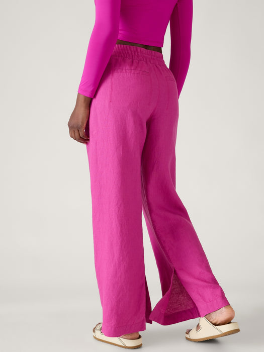 Retreat Linen Mid Rise Wide Leg Pant
