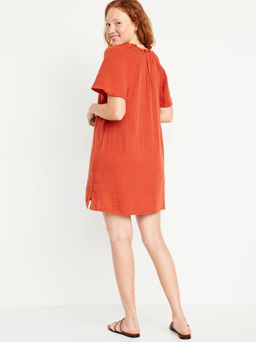 Crinkle Gauze Mini Swing Dress