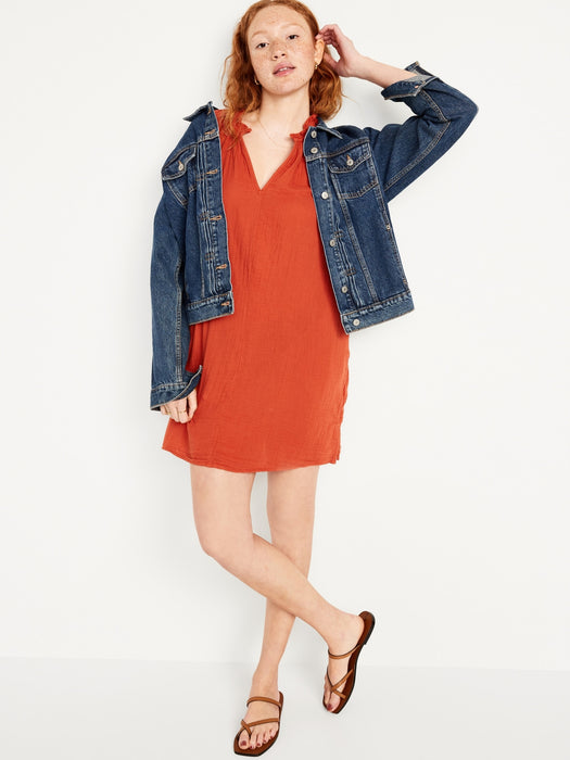 Crinkle Gauze Mini Swing Dress