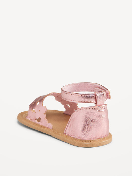 Faux-Leather Floral Cutout Sandals for Baby