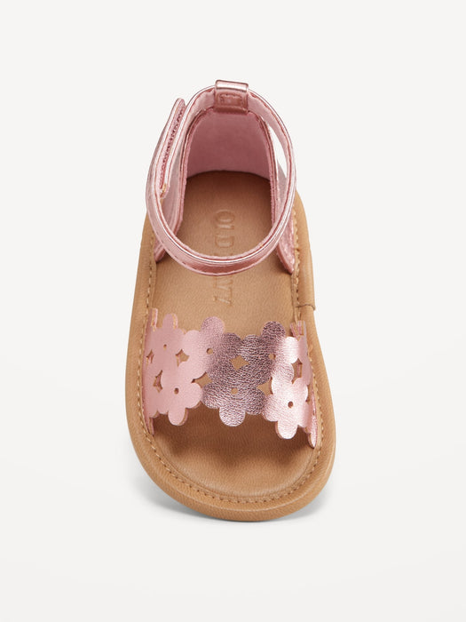 Faux-Leather Floral Cutout Sandals for Baby