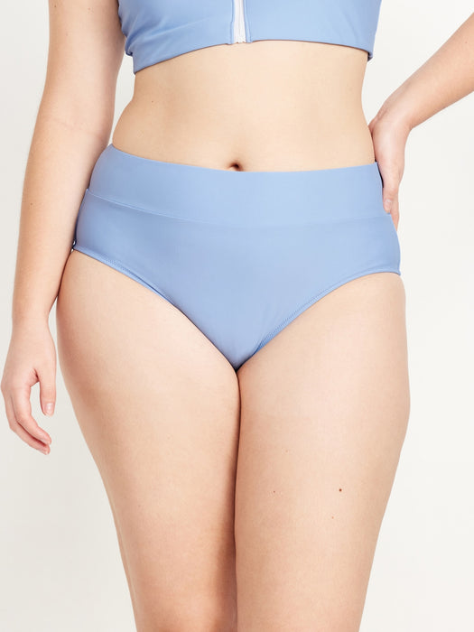 Banded High-Waist Bikini Swim Bottoms