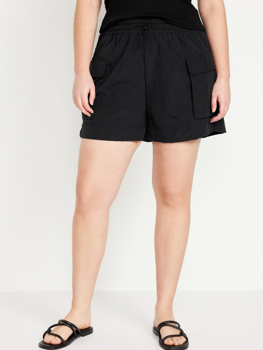 High-Waisted Cargo Utility Shorts -- 5-inch inseam