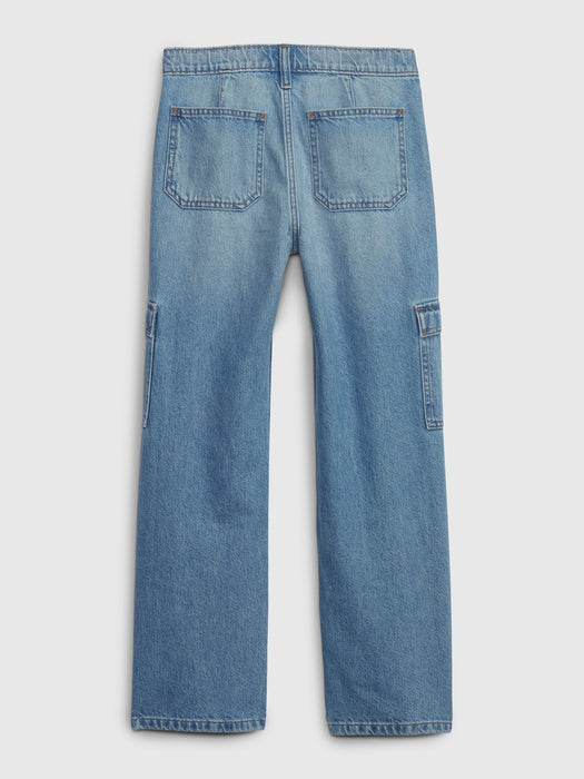 Kids Low Rise Stride Wide-Leg Cargo Jeans