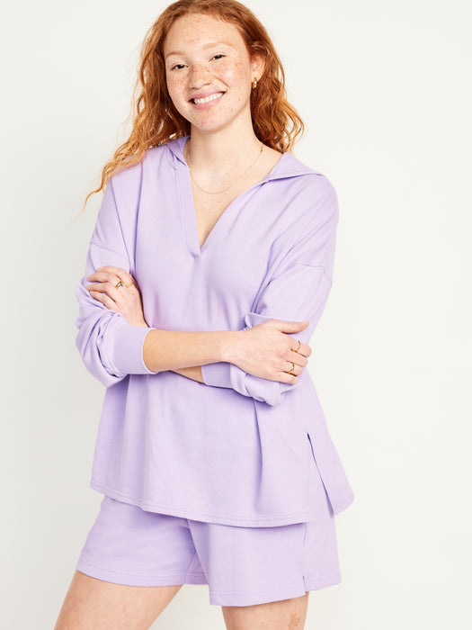 Oversized French-Terry Tunic Hoodie