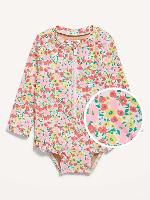 Printed Ruffle-Trim Rashguard One-Piece Swimsuit for Baby