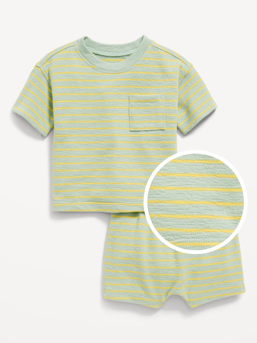 Short-Sleeve Pocket T-Shirt and U-Shaped Pull-On Shorts Set for Baby