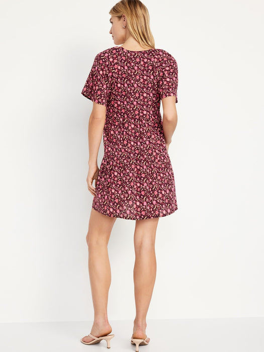 V-Neck Mini Swing Dress