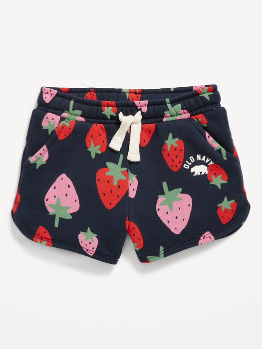 Logo-Graphic Dolphin-Hem Fleece Shorts for Toddler Girls