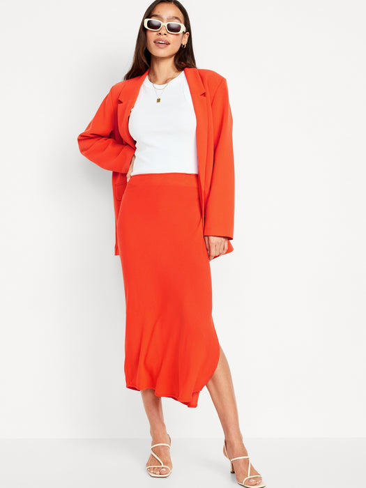 High-Waisted Midi Slip Skirt