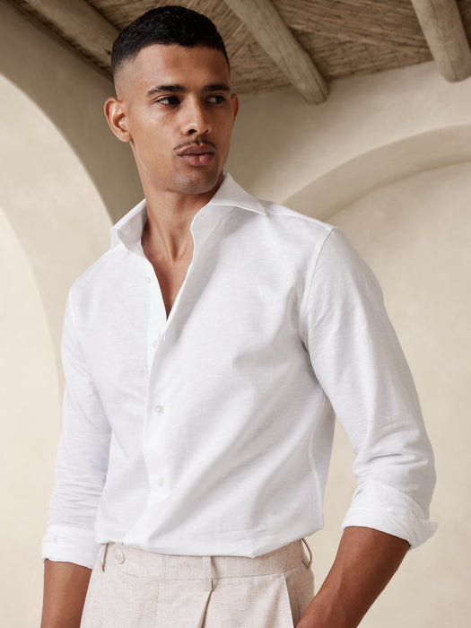 Slim Linen-Cotton Dress Shirt