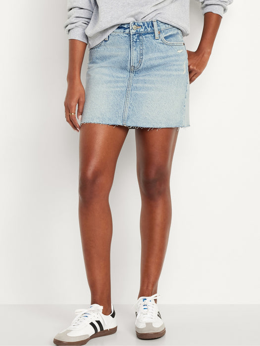 Mid-Rise OG Straight Cut-Off Jean Mini Skirt
