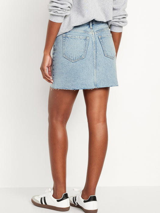 Mid-Rise OG Straight Cut-Off Jean Mini Skirt