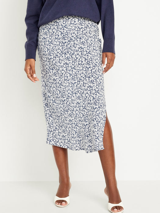 High-Waisted Midi Slip Skirt