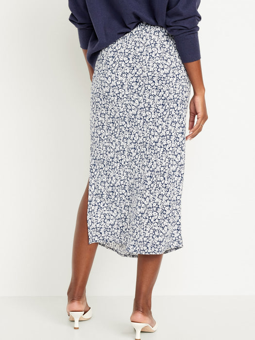 High-Waisted Midi Slip Skirt