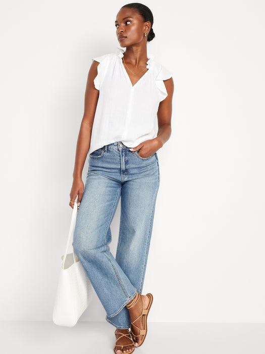 Sleeveless Crinkle Gauze Top