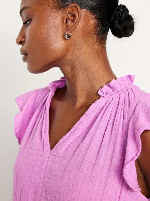 Sleeveless Crinkle Gauze Top