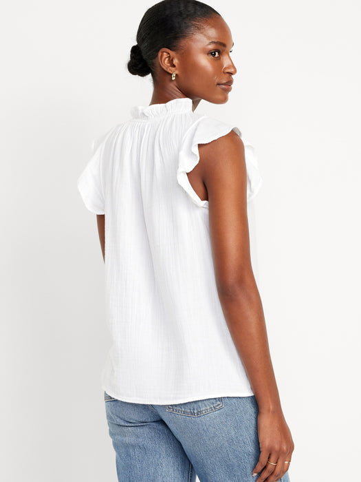 Sleeveless Crinkle Gauze Top