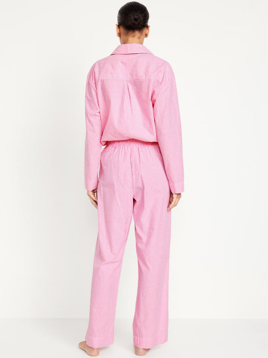 High-Waisted Poplin Pajama Pant