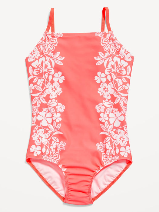 Printed Back-Cutout One-Piece Swimsuit for Girls