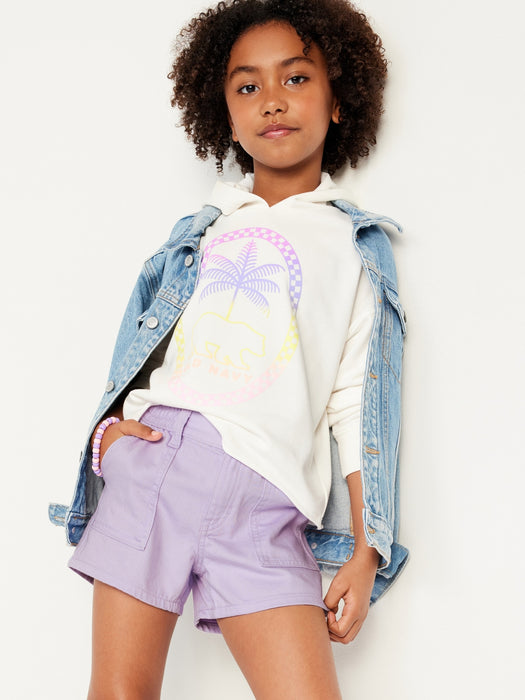 Elasticized High-Waisted Utility Jean Shorts for Girls