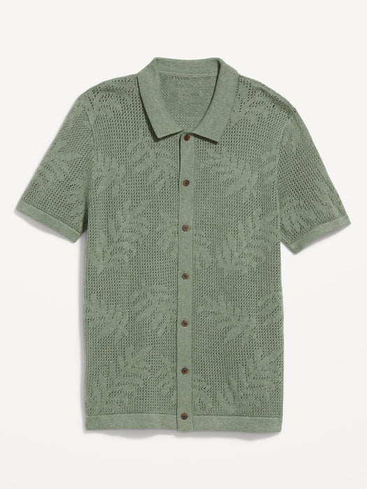 Textured Button-Front Sweater