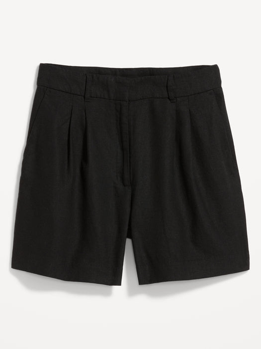 Extra High-Waisted Taylor Linen-Blend Trouser Shorts -- 5-inch inseam