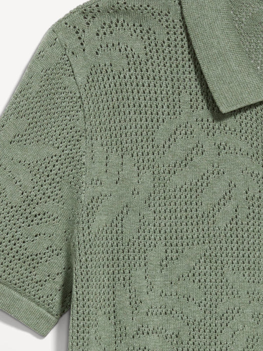 Textured Button-Front Sweater