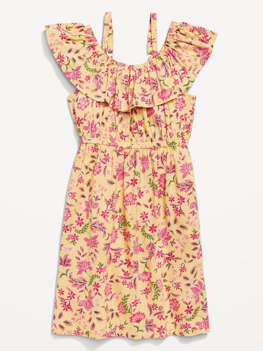 Printed Off-Shoulder Ruffle-Trim Dress for Girls