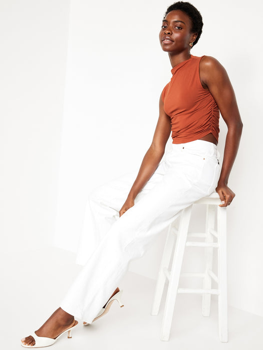 Mock-Neck Ruched Tank Top