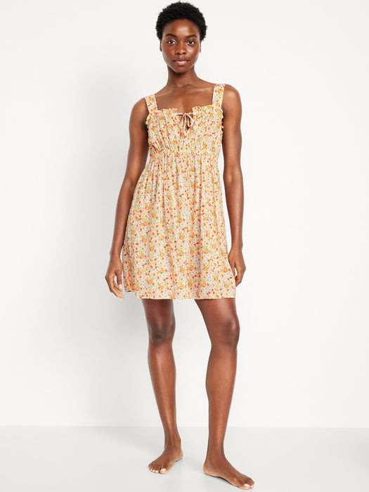 Ruffle-Trim Pajama Nightgown