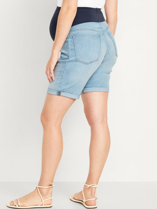 Maternity Full-Panel OG Straight Jean Shorts -- 9-inch inseam