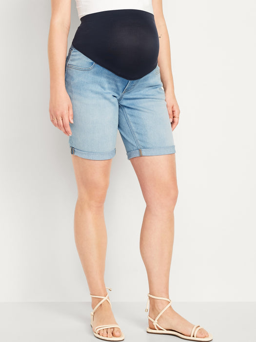 Maternity Full-Panel OG Straight Jean Shorts -- 9-inch inseam