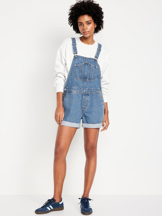 Slouchy Jean Cut-Off Shortalls -- 3.5-inch inseam