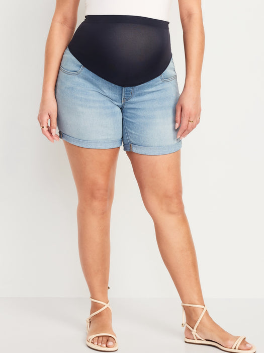 Maternity Full Panel OG Straight Jean Shorts -- 5-inch inseam