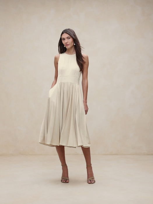 Ness Pleated Satin Midi Dress