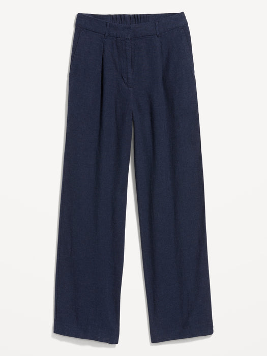 Extra High-Waisted Linen-Blend Wide-Leg Taylor Pants