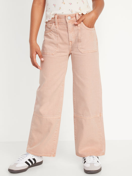 High-Waisted Baggy Utility Wide-Leg Jeans for Girls