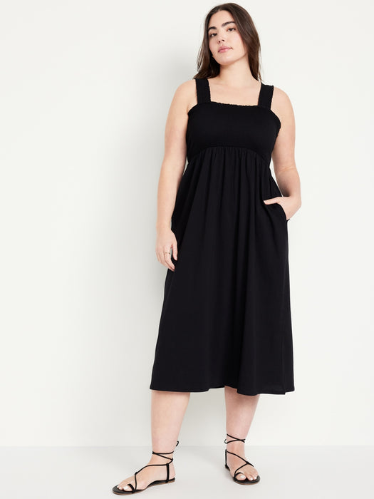 Fit & Flare Smocked Midi Dress