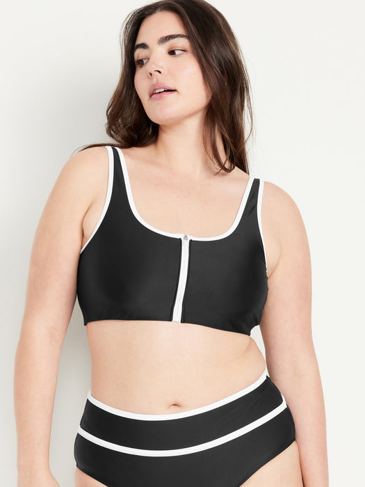 Zip-Front Bikini Swim Top