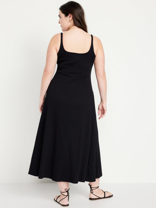 Fit & Flare Rib-Knit Maxi Dress