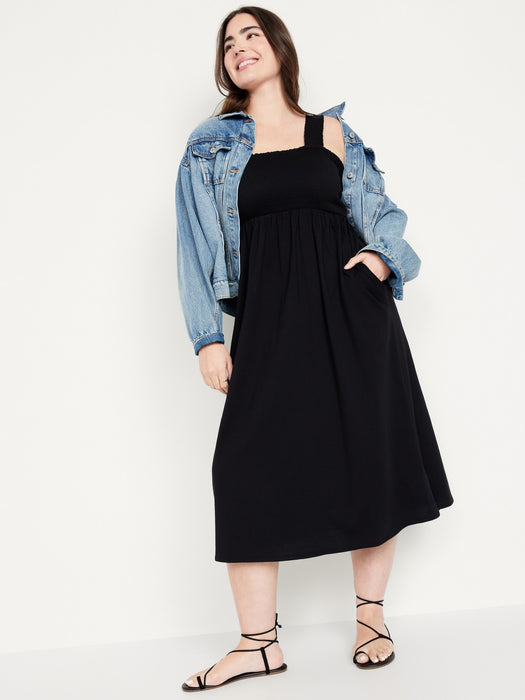 Fit & Flare Smocked Midi Dress