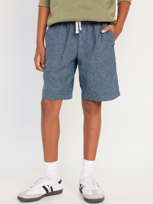 Knee Length Linen-Blend Shorts for Boys